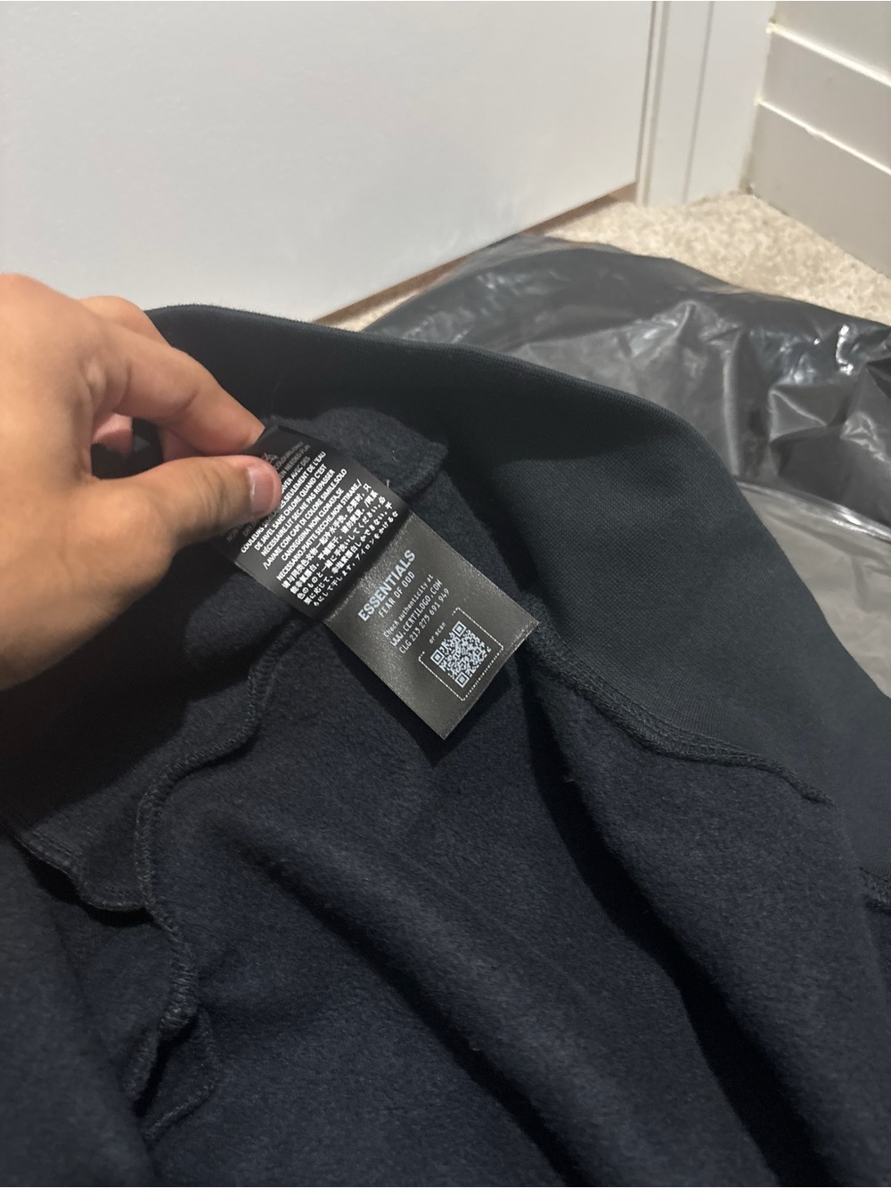 Essentials Black Tonal Script Hoodie - Picture 4 of 6